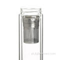 Garrafa de água de vidro ecológica com filtro inoxidável 304